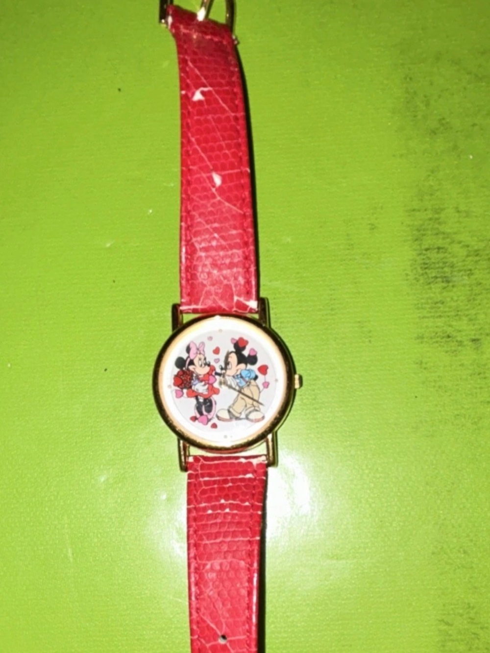 Disney Red Strap Minnie & Mickey Cartoon Watch